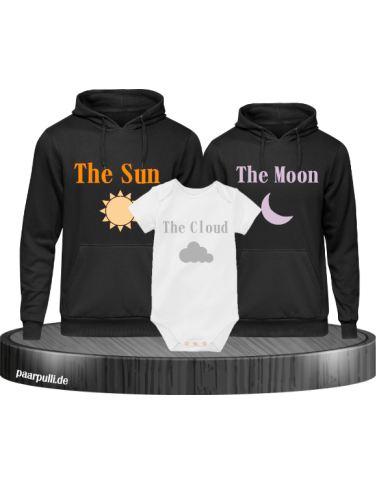 Wetter 3er Hoodie set mit Baby Body Schwarz-Weis Wetter 3er Hoodie set mit Baby Body Schwarz-Weis