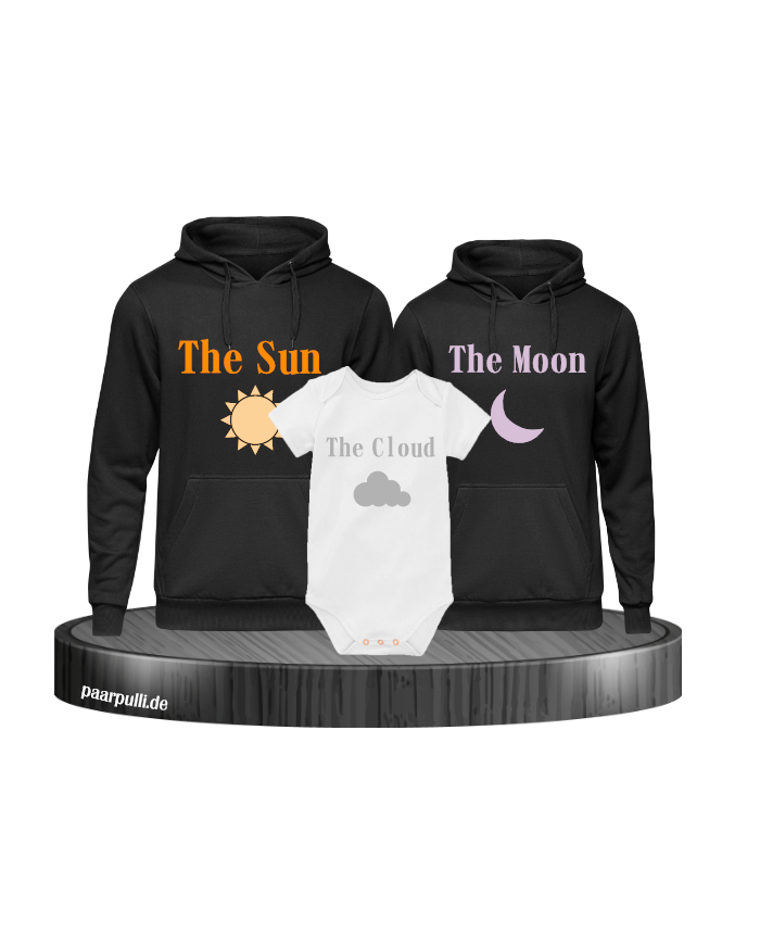 Wetter 3er Hoodie set mit Baby Body Schwarz-Weis