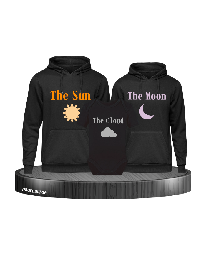 Wetter 3er Hoodie set mit Baby Body Schwarz