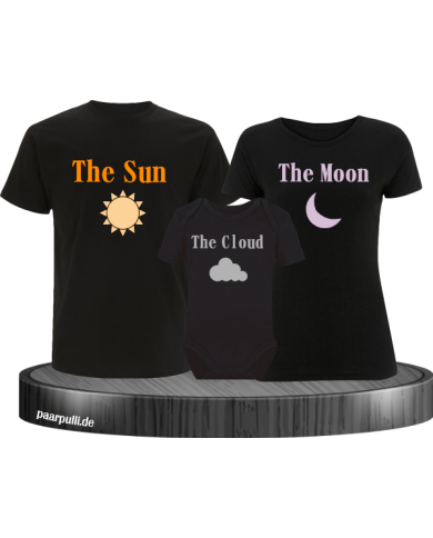 Wetter 3er Familienset T-Shirts mit Babybody Schwarz Wetter 3er Familienset T-Shirts mit Babybody Schwarz