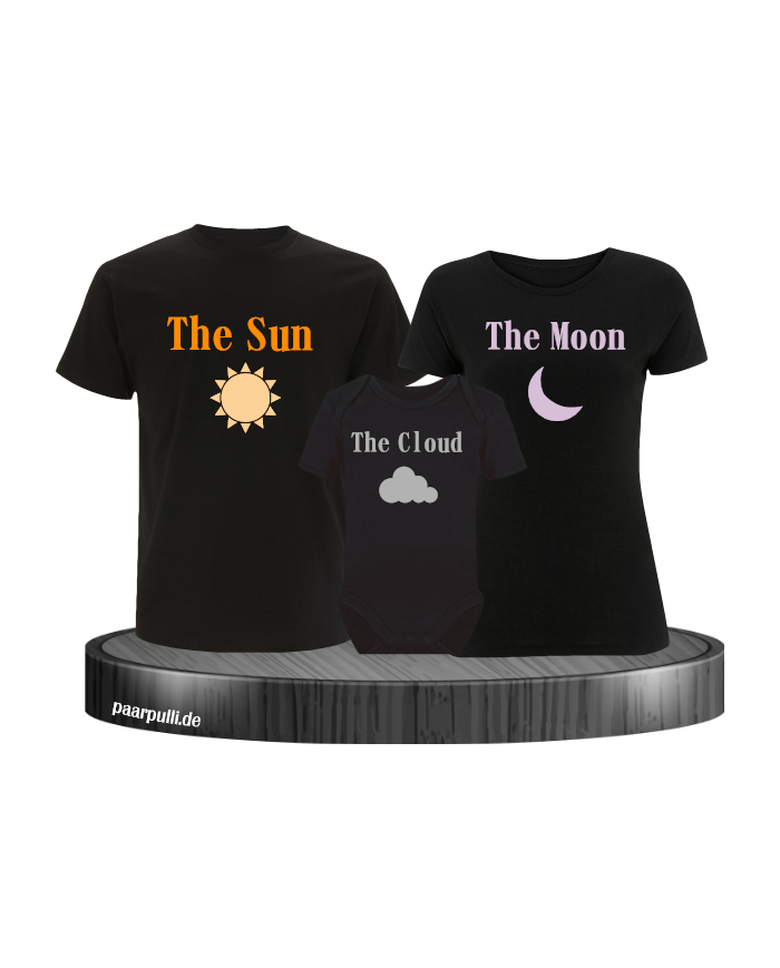 Wetter 3er Familienset T-Shirts mit Babybody Schwarz