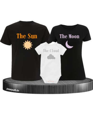 Love Family 3er Familienset T-Shirts mit Babybody Schwarz-Weis Love Family 3er Familienset T-Shirts mit Babybody Schwarz-Weis