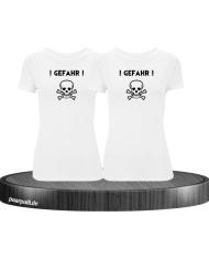 ! Gefahr ! Girlfriend T-Shirt Weis