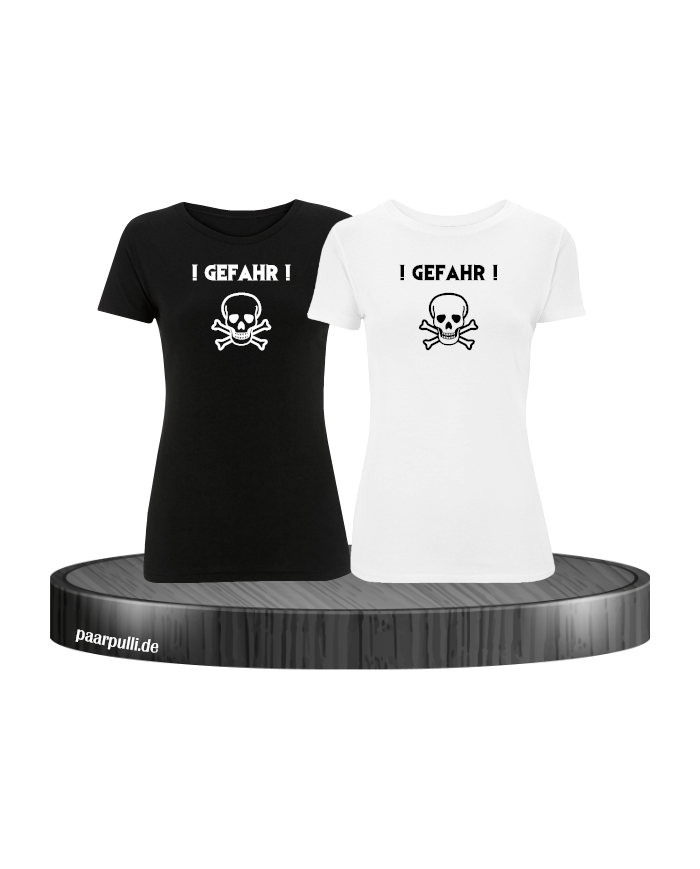 ! Gefahr ! Girlfriend T-Shirt Schwarz-Weis