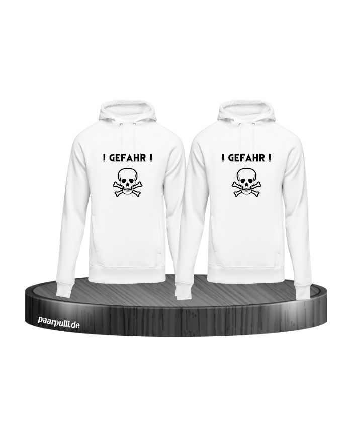 !Gefahr! Pullover Partnerlook weis