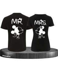 Mr und mrs bedruckt auf schwarzes t shirt couple set schwarz