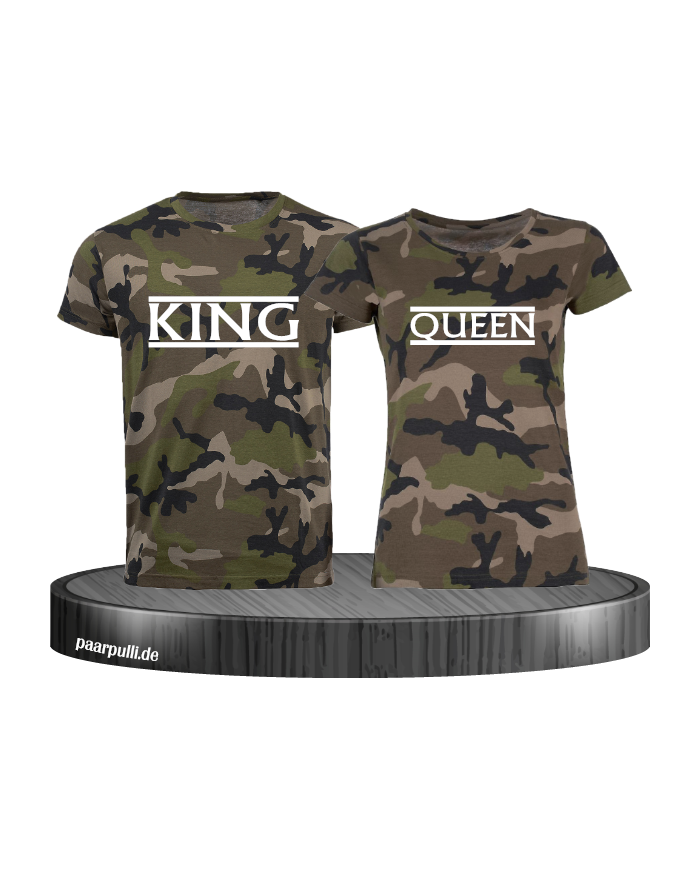 T-shirts Camouflage bedruckt mit King und Queen