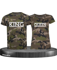 T-shirts Camouflage bedruckt mit King und Queen