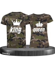 Camouflage King & Queen mit Kronen Set - Partner Set