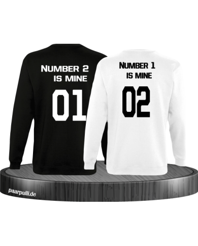 number 2 and 1 Partnerlook Sweatshirt Weiß-Schwarz number 2 and 1 Partnerlook Sweatshirt Weiß-Schwarz