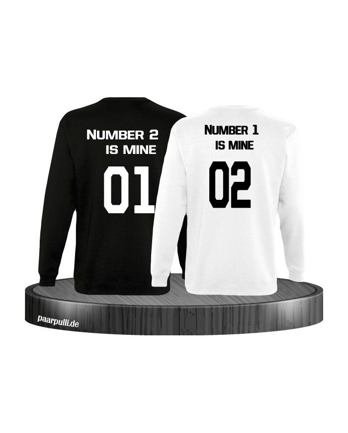 number 2 and 1 Partnerlook Sweatshirt Weiß-Schwarz