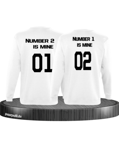 number 2 and 1 Partnerlook Sweatshirt Weiß number 2 and 1 Partnerlook Sweatshirt Weiß
