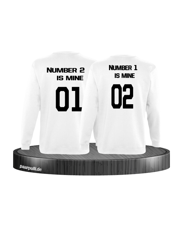 number 2 and 1 Partnerlook Sweatshirt Weiß
