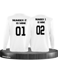 number 2 and 1 Partnerlook Sweatshirt Weiß