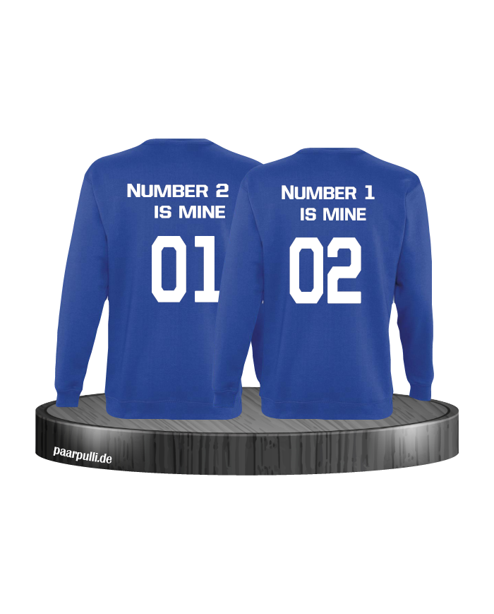 number 2 and 1 Partnerlook Sweatshirt Blau