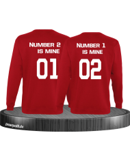 number 2 and 1 Partnerlook Sweatshirt Rot