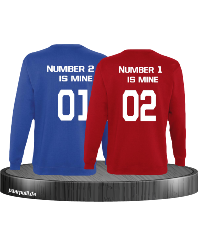 number 2 and 1 Partnerlook Sweatshirt Blue-Rot number 2 and 1 Partnerlook Sweatshirt Blue-Rot