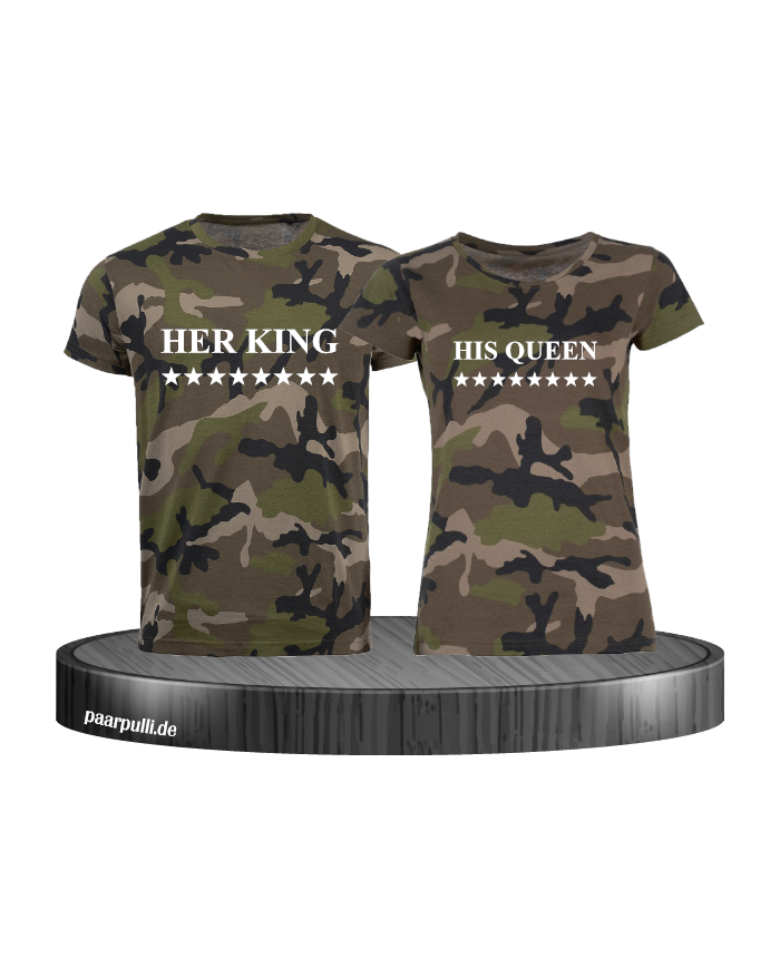 Camouflage Partner T Shirts mit Her King und His Queen Camouflage Partner T Shirts mit Her King und His Queen