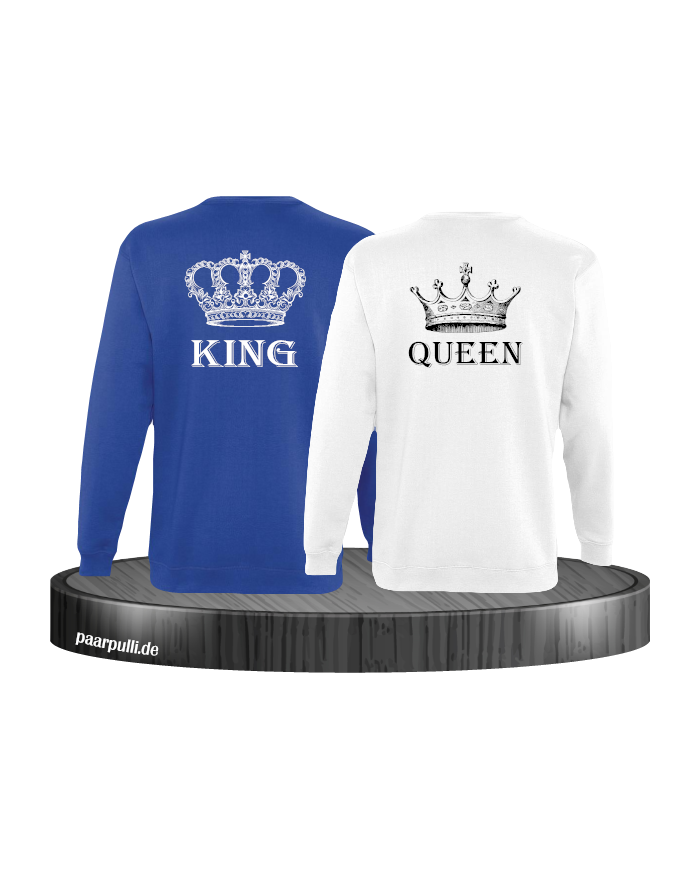King Queen Krone Sweater in Blau-weiß