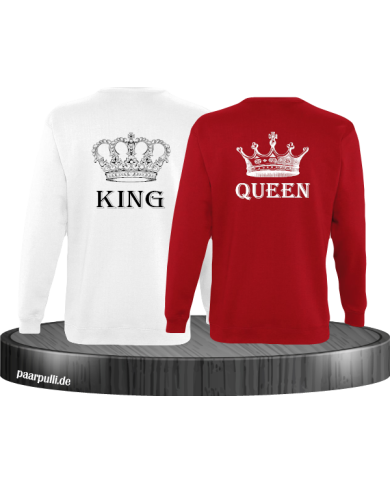 King Queen Krone Sweater in weiß-rot King Queen Krone Sweater in weiß-rot