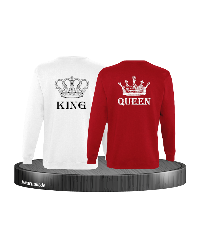 King Queen Krone Sweater in weiß-rot
