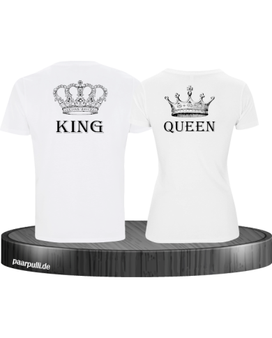 King Queen mit Krone T-Shirt weiß King Queen mit Krone T-Shirt weiß