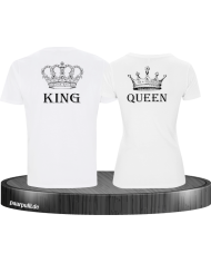 King Queen mit Krone T-Shirt weiß