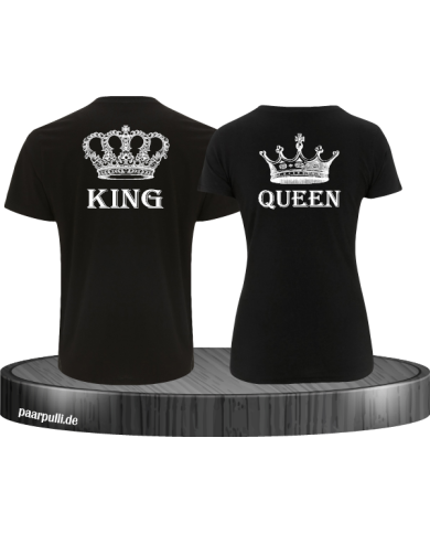 King Queen mit Krone T-Shirt schwarz King Queen mit Krone T-Shirt schwarz