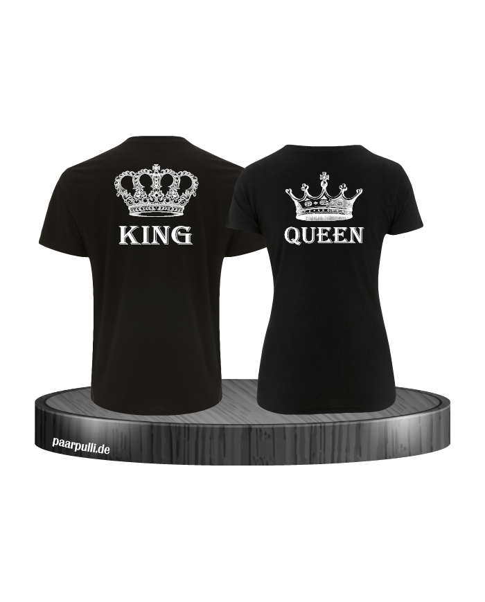 King Queen mit Krone T-Shirt schwarz