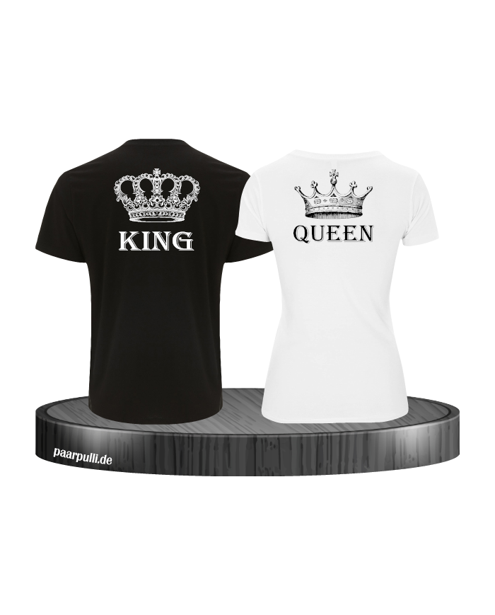King Queen mit Krone T-Shirt schwarz-weiß
