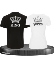 King Queen mit Krone T-Shirt schwarz-weiß