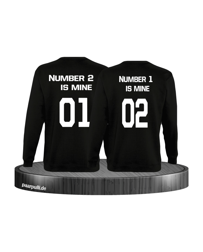 number 2 and 1 Partnerlook Sweatshirt Schwarz