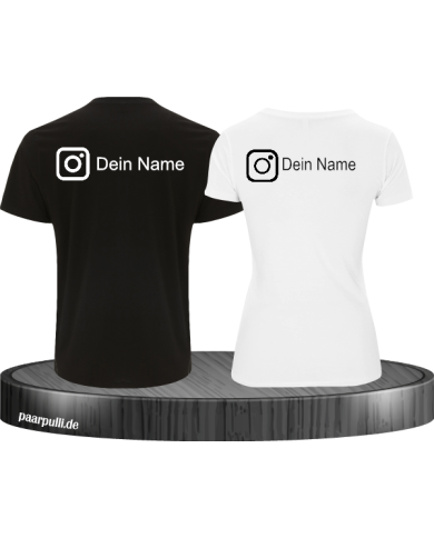 2er Set Partnerlook T-shirt mit Instagram Logo Schwarz-Weiß 2er Set Partnerlook T-shirt mit Instagram Logo Schwarz-Weiß