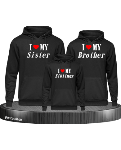 I Love My 3er Set Hoodie Partnerlook Schwarz I Love My 3er Set Hoodie Partnerlook Schwarz