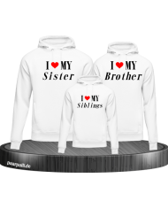 I Love My 3er Set Hoodie Partnerlook weiß