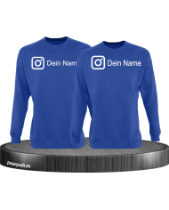 Instagram Logo mit eurem Name Sweatshirt Blau