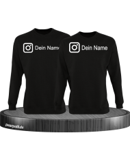 Instagram Logo mit eurem Name Sweatshirt Schwarz