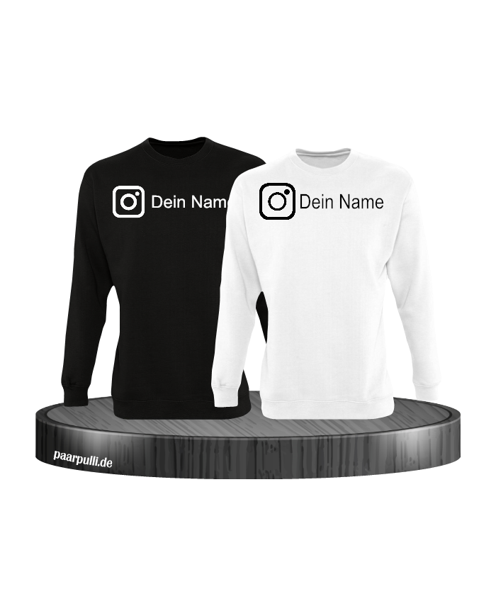 Instagram Logo mit eurem Name Sweatshirt Schwarz-Weiß