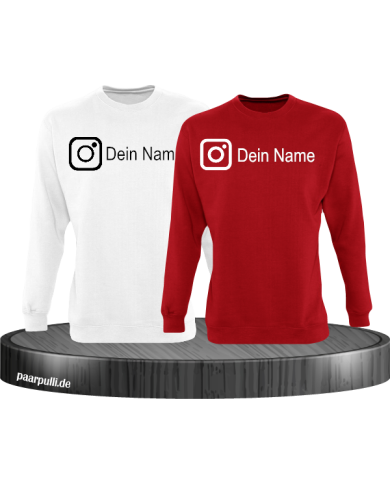 Instagram Logo mit eurem Name Sweatshirt Weiß-Rot Instagram Logo mit eurem Name Sweatshirt Weiß-Rot