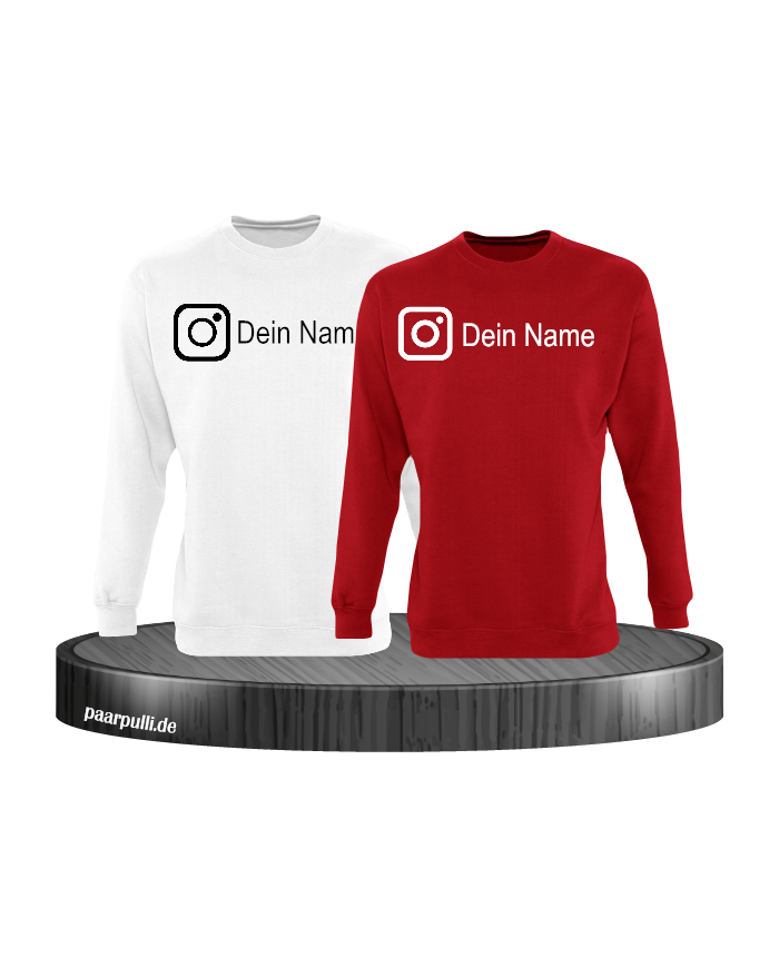 Instagram Logo mit eurem Name Sweatshirt Weiß-Rot