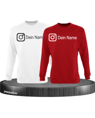 Instagram Logo mit eurem Name Sweatshirt Weiß-Rot