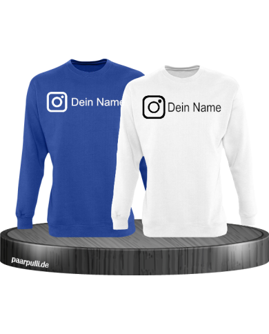 Instagram Logo mit eurem Name Sweatshirt Blau-Weiß Instagram Logo mit eurem Name Sweatshirt Blau-Weiß