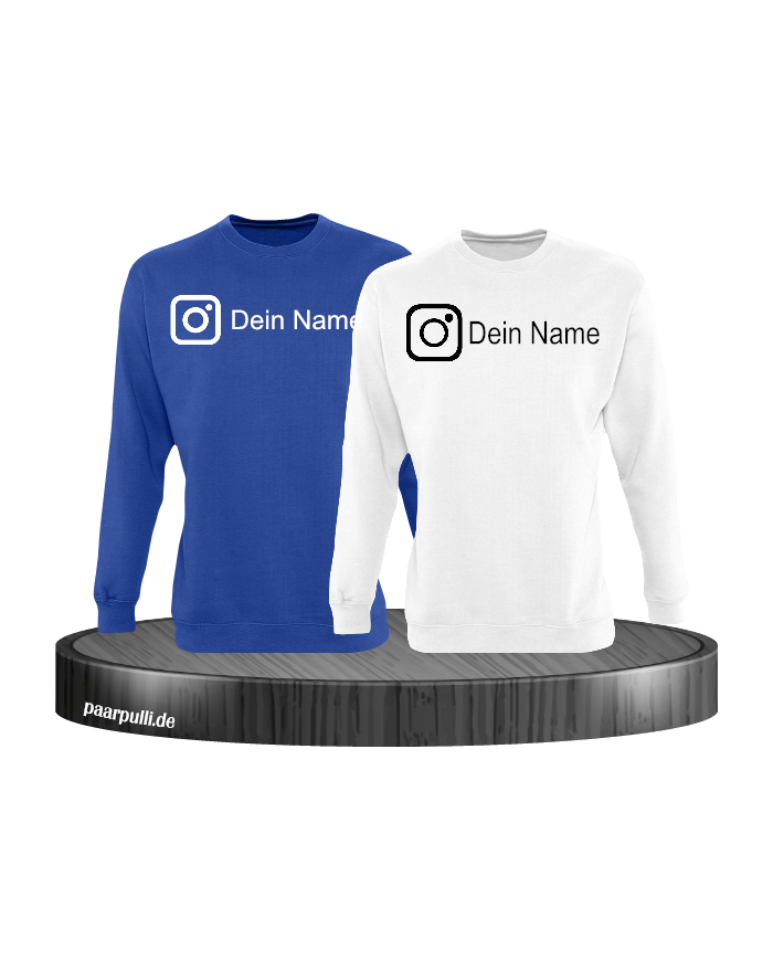 Instagram Logo mit eurem Name Sweatshirt Blau-Weiß