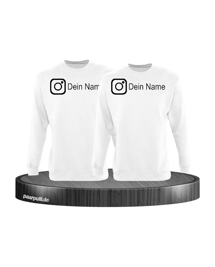 Instagram Logo mit eurem Name Sweatshirt Weiß