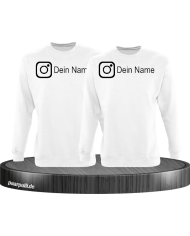 Instagram Logo mit eurem Name Sweatshirt Weiß