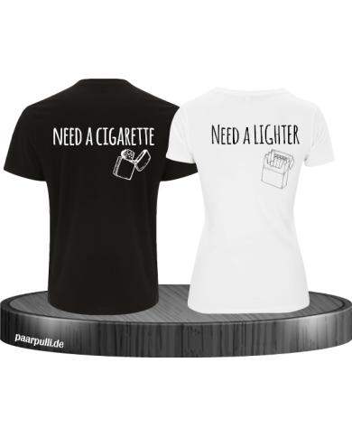 Need a Lighter/Cigarette 2er Partnerlook T-Shirt Schwarz-Weiß Need a Lighter/Cigarette 2er Partnerlook T-Shirt Schwarz-Weiß