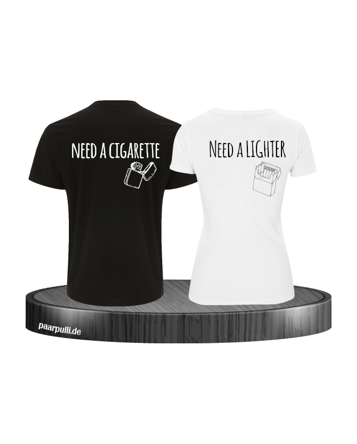 Need a Lighter/Cigarette 2er Partnerlook T-Shirt Schwarz-Weiß