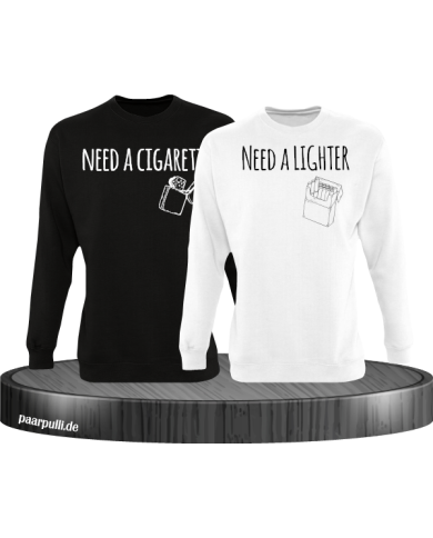 Need a Cigarette/Lighter 2er Set Sweatshirt Schwarz-weiß Need a Cigarette/Lighter 2er Set Sweatshirt Schwarz-weiß