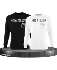 Need a Cigarette/Lighter 2er Set Sweatshirt Schwarz-weiß