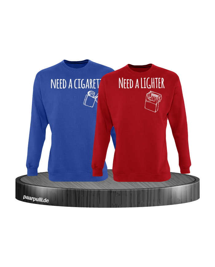 Need a Cigarette/Lighter 2er Set Sweatshirt Blau-rot